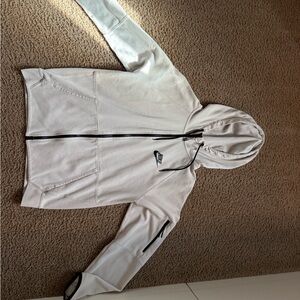 Nike White Hoodie with Black Zipper
